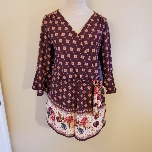 🌟 3 for $15 Deal! 🌟Xhilaration purple pink flower romper M - Picture 1 of 6
